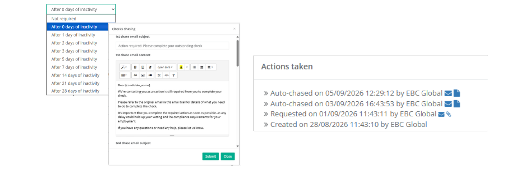 Admins can chase background checks automatically to improve completion rates