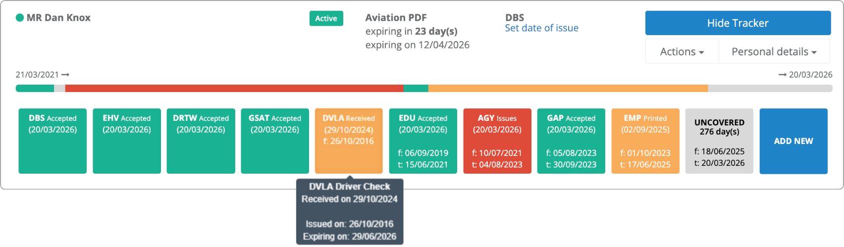 DVLA driver checks - status and tracking
